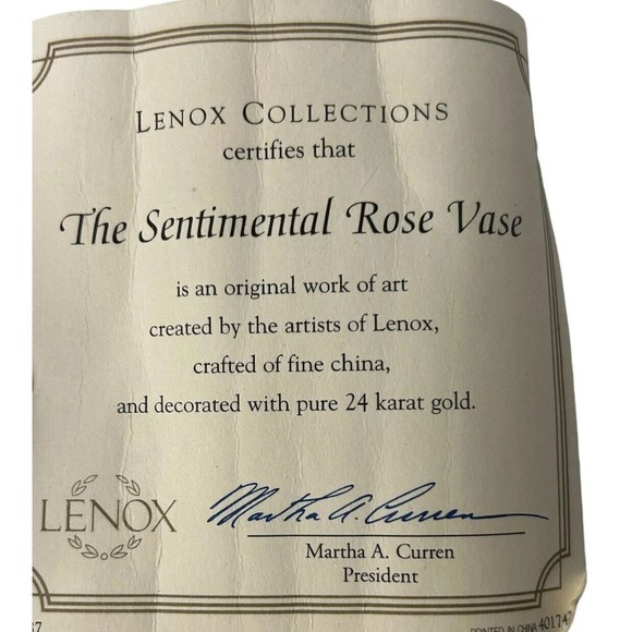 Lenox Sentimental Rose Bud Vase Hand Painted Ivory Fine China 5.75" 24k Gold Rim - Picture 4 of 10